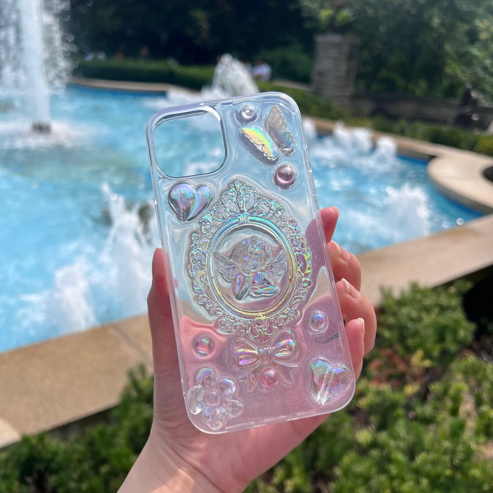Image of Elegant Laser Baroque Style Clear Resin Phone Case For All Brand 