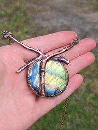 Image 1 of Electroformed pomegranate wood and labradorite necklace