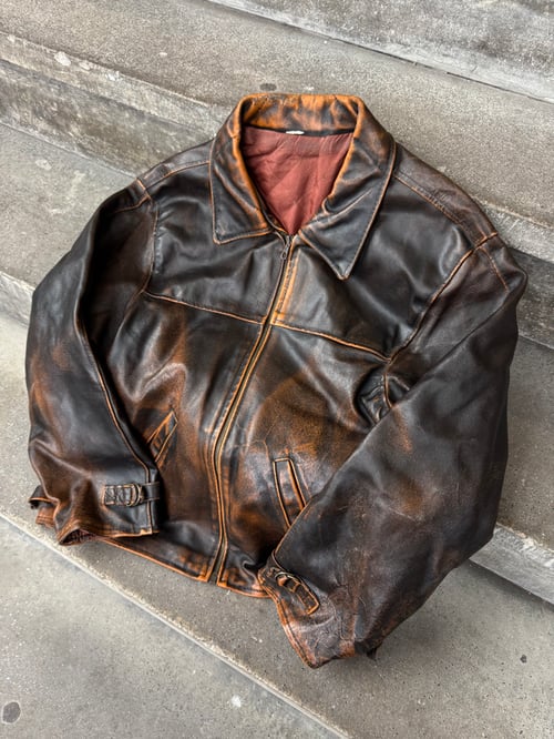 Image of 1990s Cropped Heavweight Leather Jacket, Size Medium
