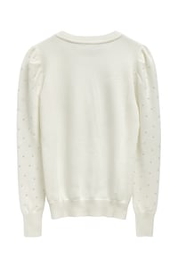 Image 3 of Women's Embellished Sweater, Cream, Long Sleeve, Round Neck, Sparkle Star Detail, Ribbed Trim