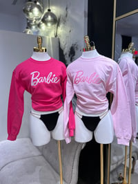 Image 2 of Barbie Embroidered Crewneck Baby Pink