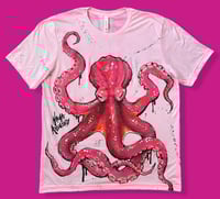 Image 1 of “PINK OCTOPUS” CUSTOM PAINTES T-SHIRT XL