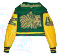 Image 2 of RHINESTONE WESTINGHOUSE LETTERMAN JACKET (GREEN & YELLOW)