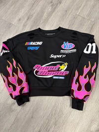 Small - xl crop racecar destroyed sweatshirt 