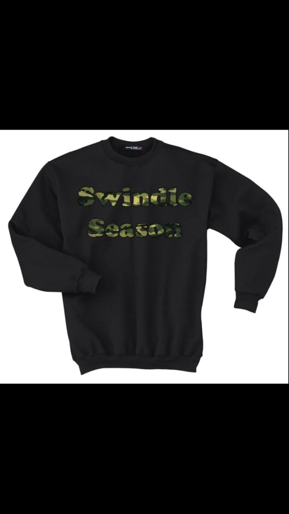 Image of Swindle Season Camoflauge Black Crew Neck Sweater