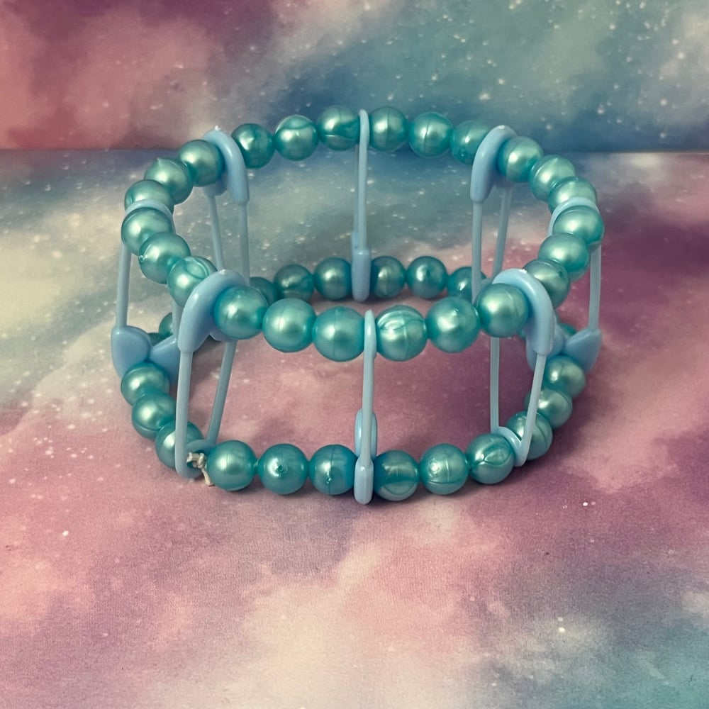Image of Safety Pin Kandi Cuff Bracelet