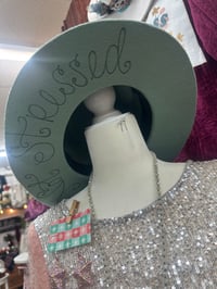 Image 2 of Blessed not Stressed Sage Green Hat