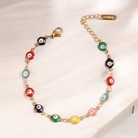 Image 4 of Enamel Evil Eye Stainless Steel Bracelet