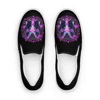 Image 2 of Goth Inspired Baphomet/Pentagram Purple Goat Women’s Slip-On Canvas Shoes