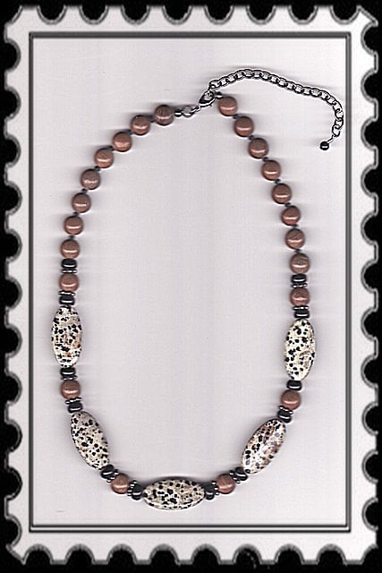 Image of N1178 Dalmatian Jasper Necklace & (Optional) Bracelet & Earrings