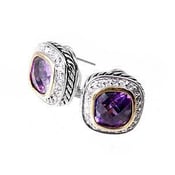 Image of Purple & Gold CZ French Clip Earrings