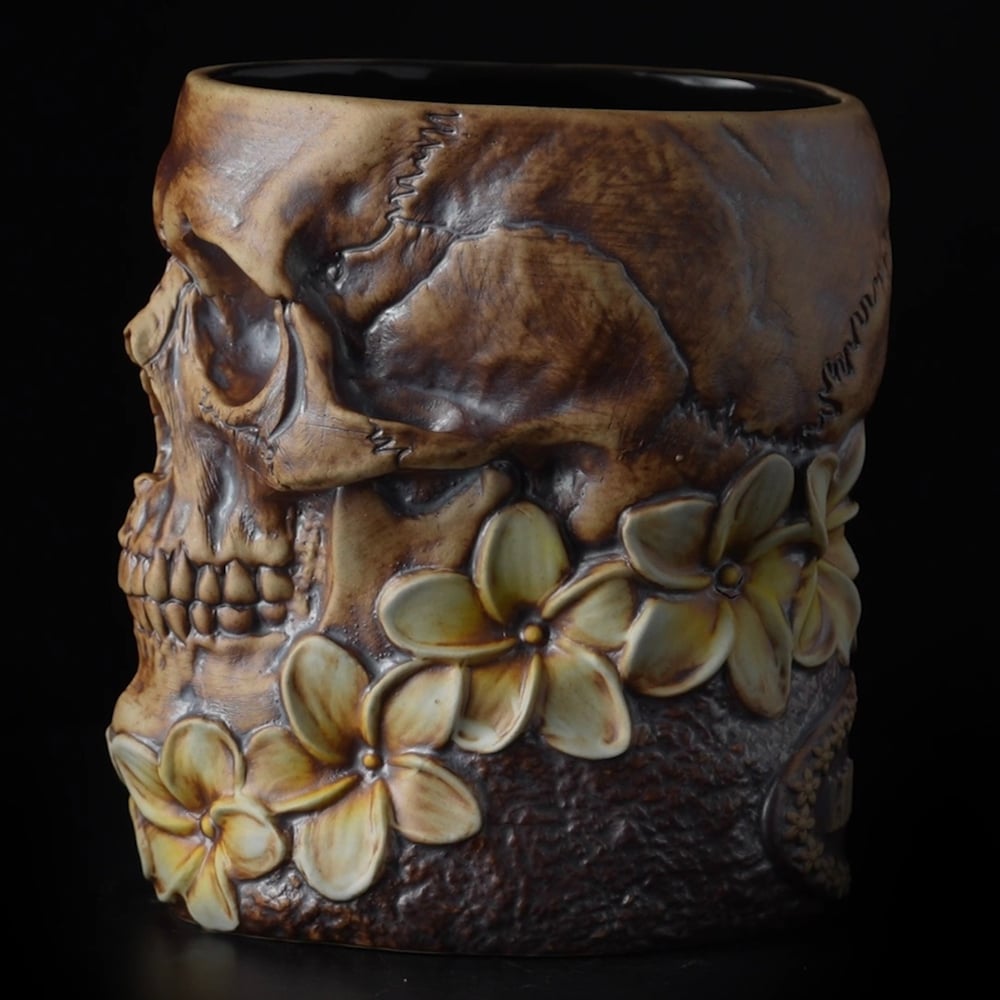 LEI'D TO REST Limited Edition 20oz Tiki Mug - Yellow Flowers from Trevor Foster Studio