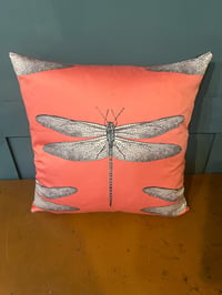 Image 1 of Harliquin Coral Dragonfly Cushion