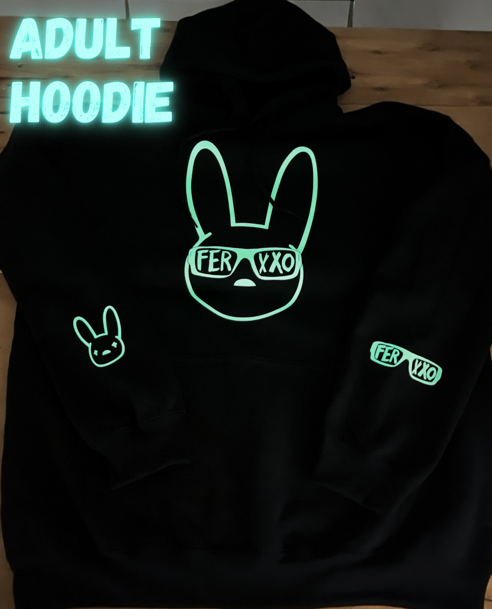 Image of ADULT SIZE - GLOW IN THE DARK BAD BUNNY FERXXO HOODIE