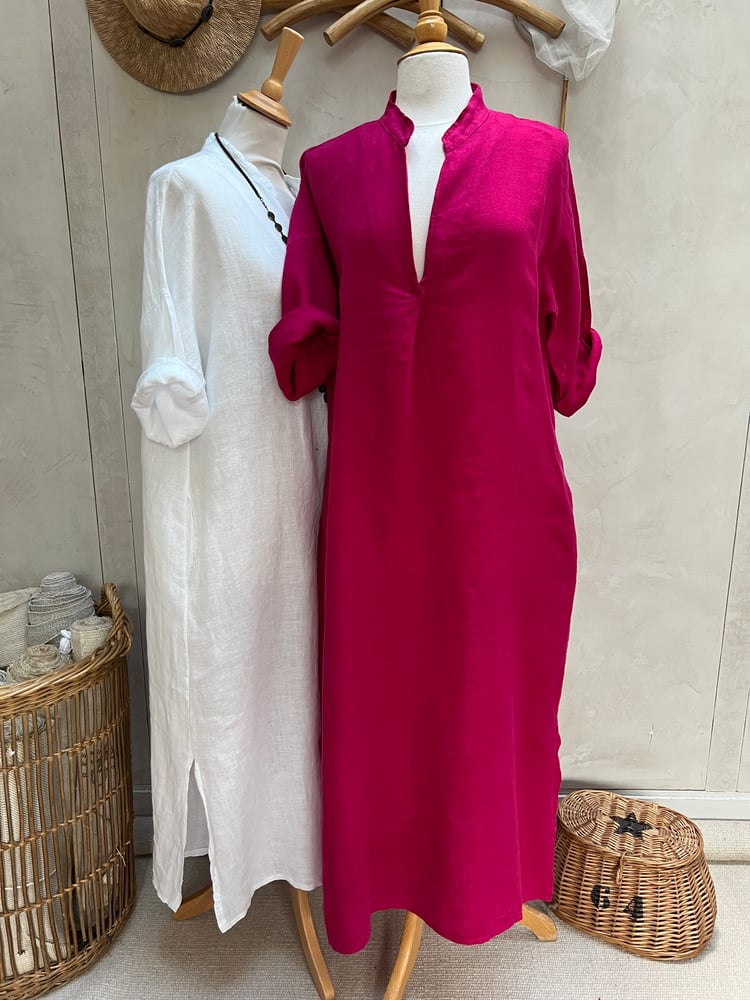 Image of Robe Tunique En Lin cybèle Fushia