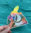 Holographic Bunny & Flowers Vinyl Sticker