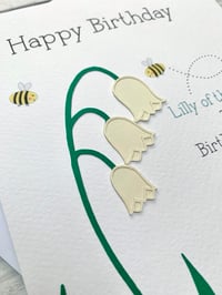 Image 4 of Handmade May Lilly of the Valley Birth Flower Card - Elegant Birthday Card for May Birthdays