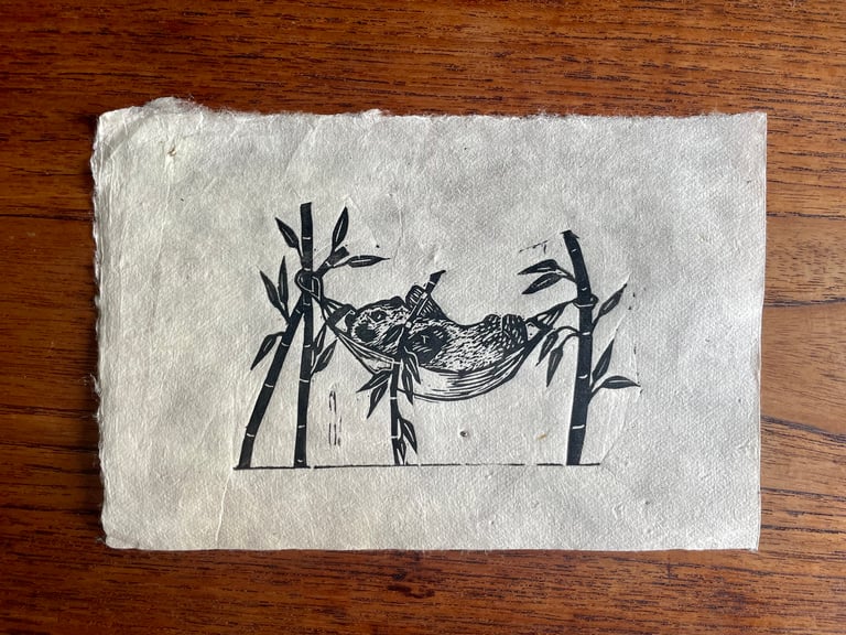 Lazy days (Handmade relief print)