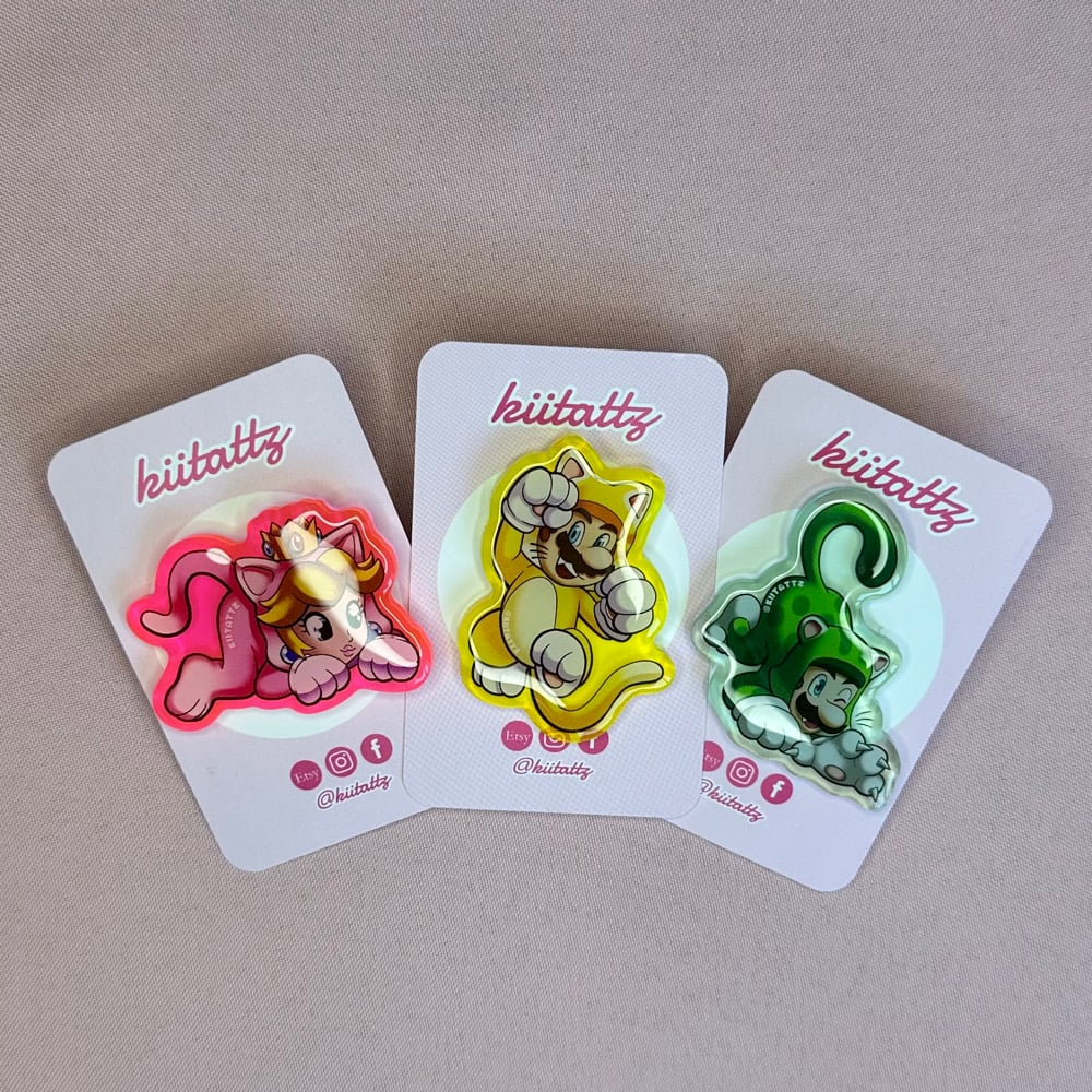 Image of Cat Mario Acyrlic Pins