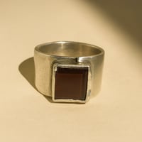 Image 1 of Chunky Square Glass Ring- Brown