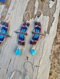 Image 3 of Blue Dragonfly Earrings with Natural Turquoise