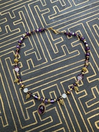 Image 7 of Amethyst cabochon purple pendant choker style necklace