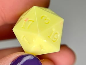 Image of Butter Yellow Sparkles (polished but uninked) 7-Piece TTRPG Dice Set 