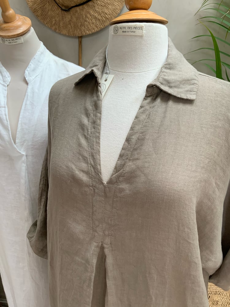 Image of Robe En Lin Chloé Taupe