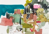 Image 1 of Corfu view original unframed watercolour painting 