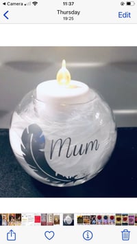 Image 4 of Personalised Memorial Feather Tea Light