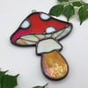 Iridescent Red Mushroom Suncatcher 