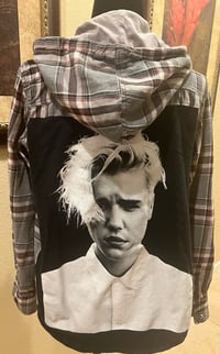 Vintage Gray/Black/Red/White Hoodie Flannel Shirt Justin Bieber