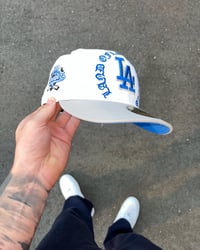 Image 1 of ROYAL BLUE BRIM TRI-TONE LA DODGERS CUSTOM FITTED CAP