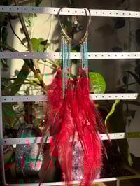 Image 3 of Water and fire feather cuff earrings 