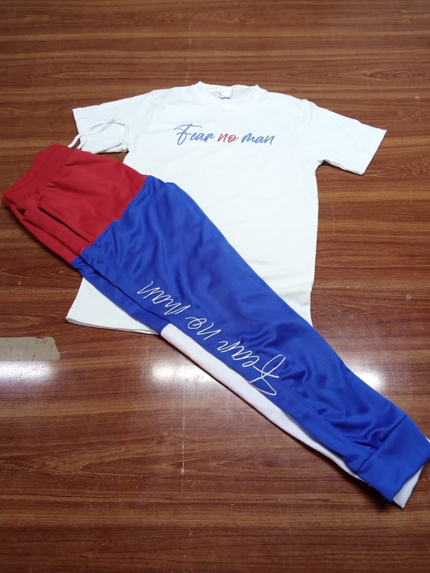 Red white and blue  joggers 