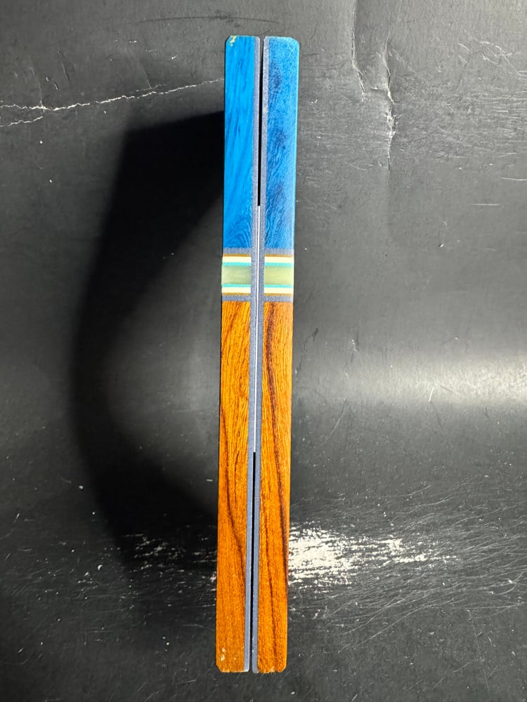 Image of Teal Juma Gem Resin & Desert Ironwood Segmented Knife Scales