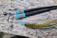 Image 7 of Beaded Tourmaline and feather hair stix