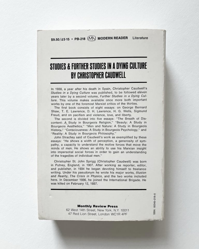 Studies & Further Studies in a Dying Culture Image 5