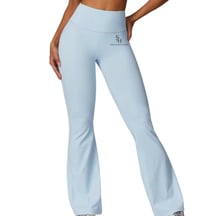 Image 1 of Iconic Scrunch Flare Leggings - Baby Blue