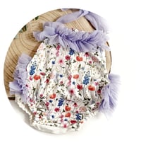 Image 1 of Photoshoot body | Marella romper | age 9-12 months | lila flowers