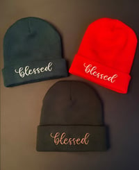 Image 3 of "Thankful" "Grateful" or "Blessed" Beanies (Colors in drop down menu)