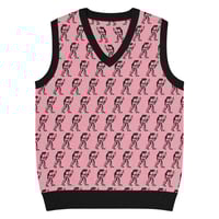 Image 14 of Eugene Teal - Frog with Knife Knit V-neck Vest - Pik and Black