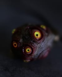 Image 5 of Egg of the King pendant, leather cord, brass hardware, all seeing glowing eyes