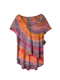 Image 6 of ♻️ UPCYCLED XS Express Ultra Soft Hi-Low Tee in Bright Agate Ice Dye