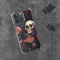 Image 1 of Rococo Painting Human Skull and Flowers Goth Clear Case for iPhone®