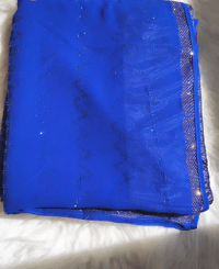 Image 1 of Blue Soft Georgette Saree With Siroski
