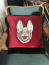 Blood Red Velvet Bat Embroidery Cushion Cover Image 5