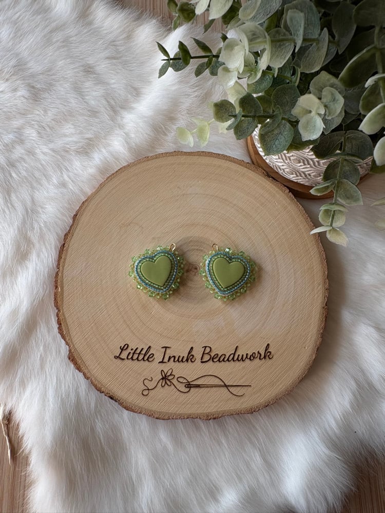 Image of Green Heart Earrings