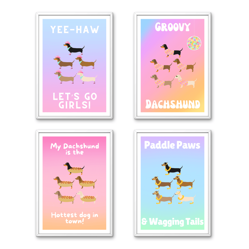 Image of Dachshund Ombré Prints (4 pack)