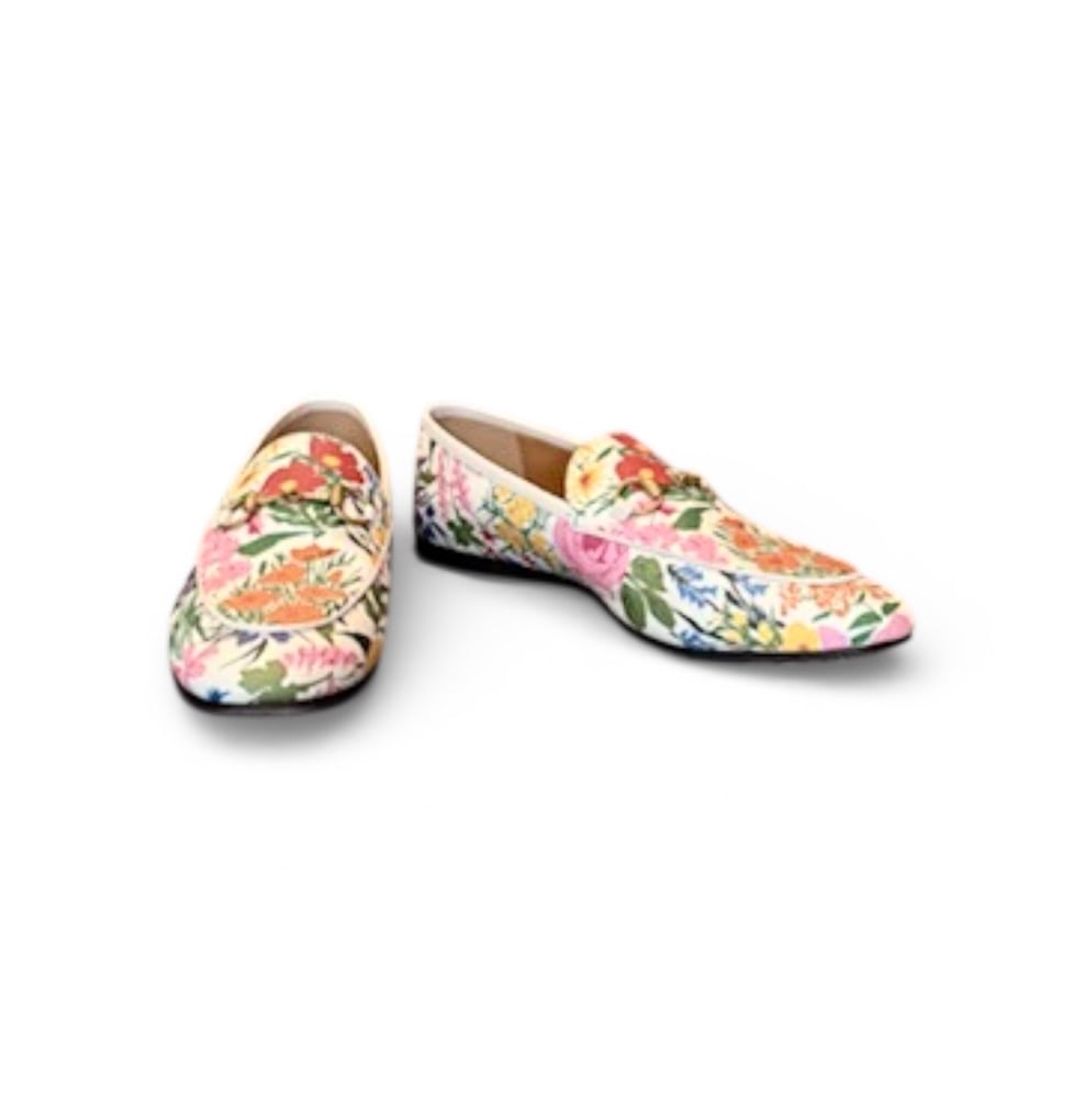 Image of Gucci Size 37 Floral Horsebit Loafers 6-2137